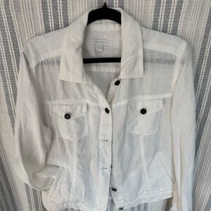 Charter Club Women's White Linen Jacket